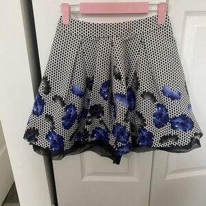 Express Black and Blue Floral Skater Skirt